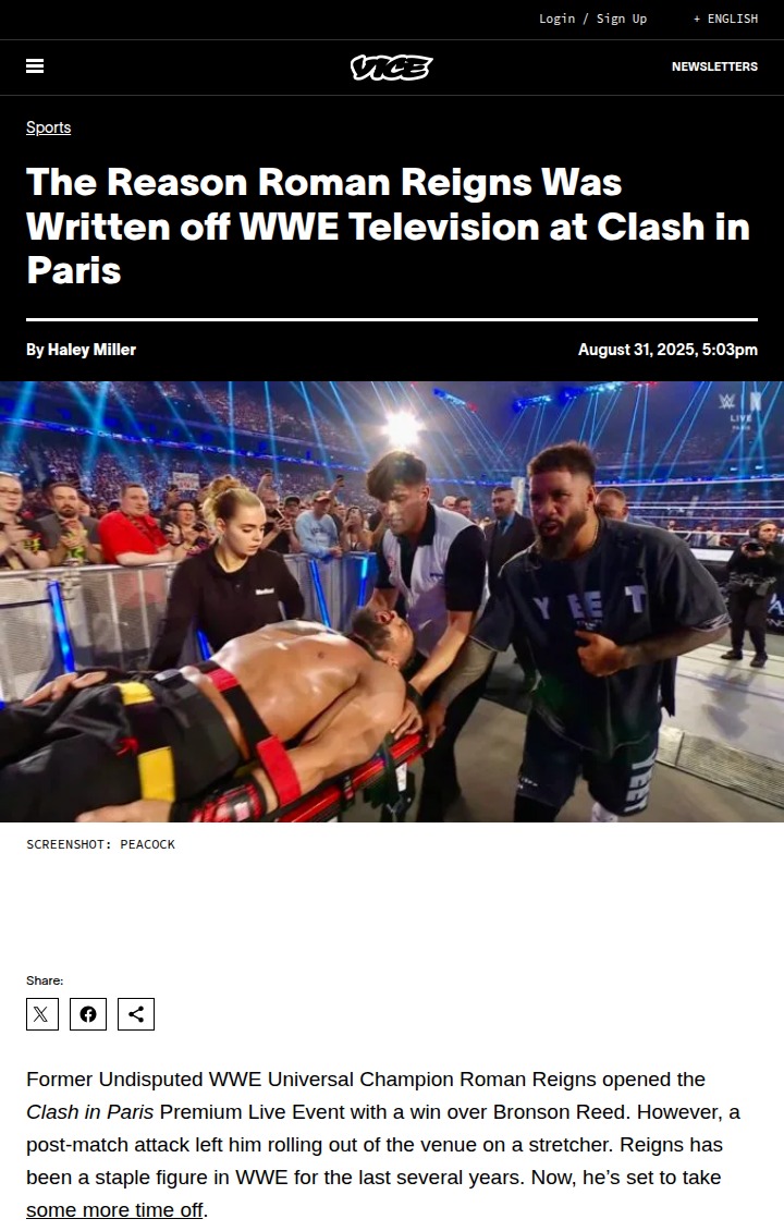 Roman Reigns Stretchered Out at Clash in Paris!