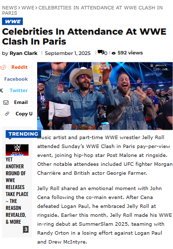 Jelly Roll & Post Malone at WWE Paris 👀