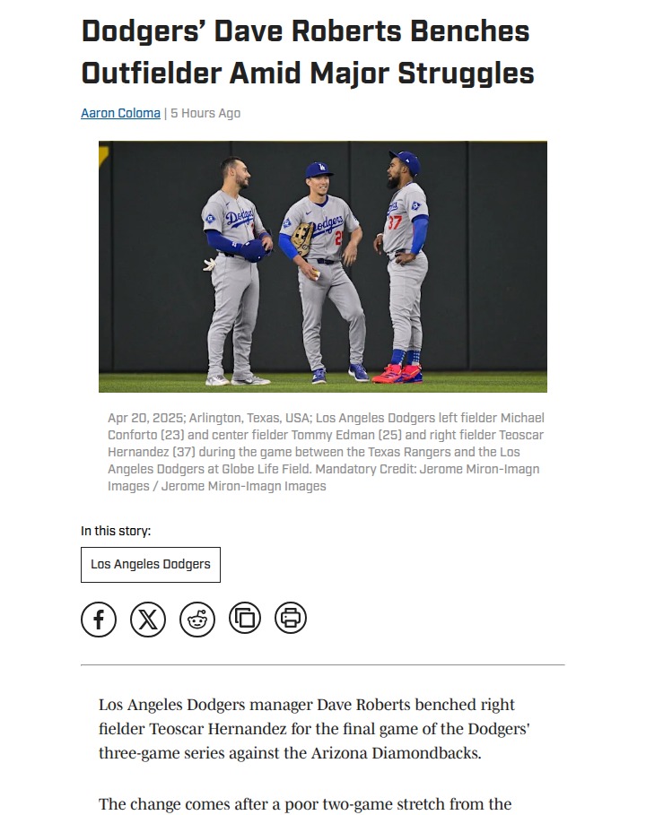 Dodgers shake up lineup to break slump