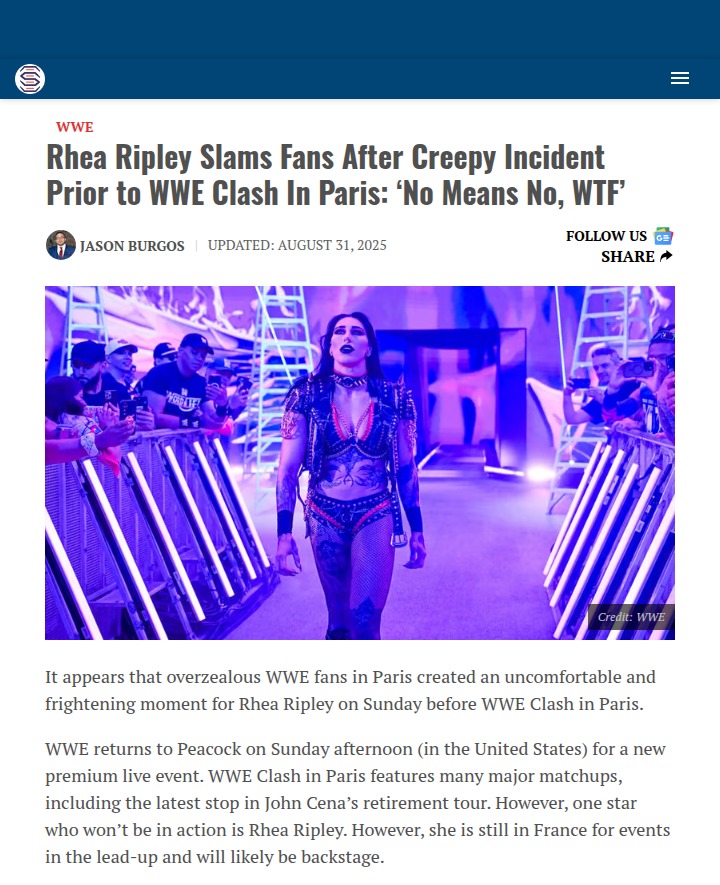 WWE Clash in Paris: Rhea Ripley calls out fan behavior