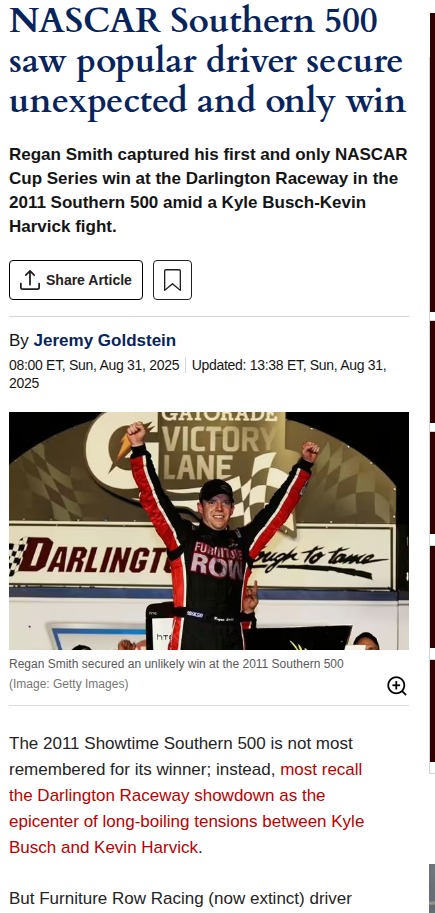 Darlington’s wildest NASCAR finish: Regan Smith’s shock win