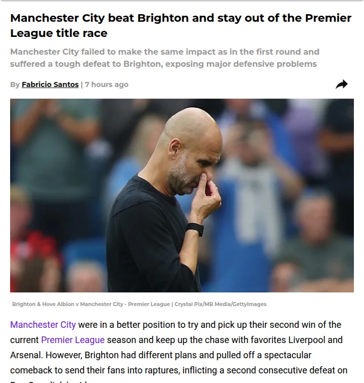 Brighton Stuns the Citizens in Epic Comeback