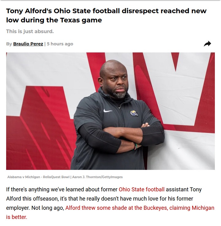 Tony Alford stirs up Ohio State-Michigan rivalry