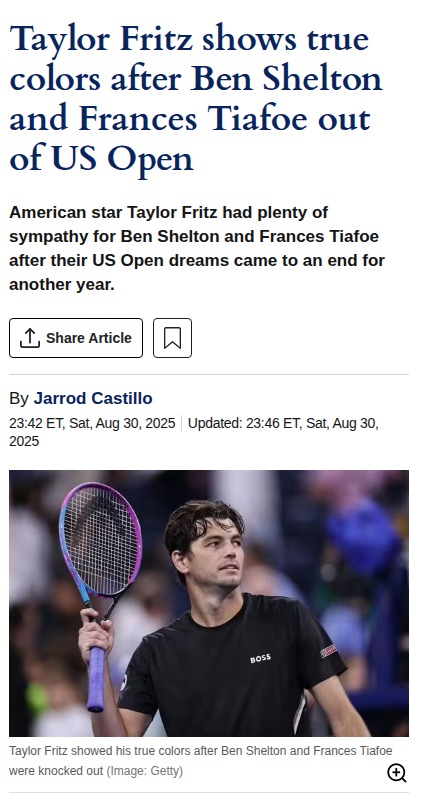 Fritz Rises as US Open Hope After Shelton Injury