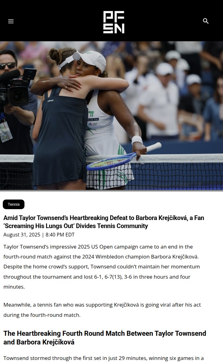 Townsend Heartbreak: One Loud Krejčíková Fan Sparks Debate