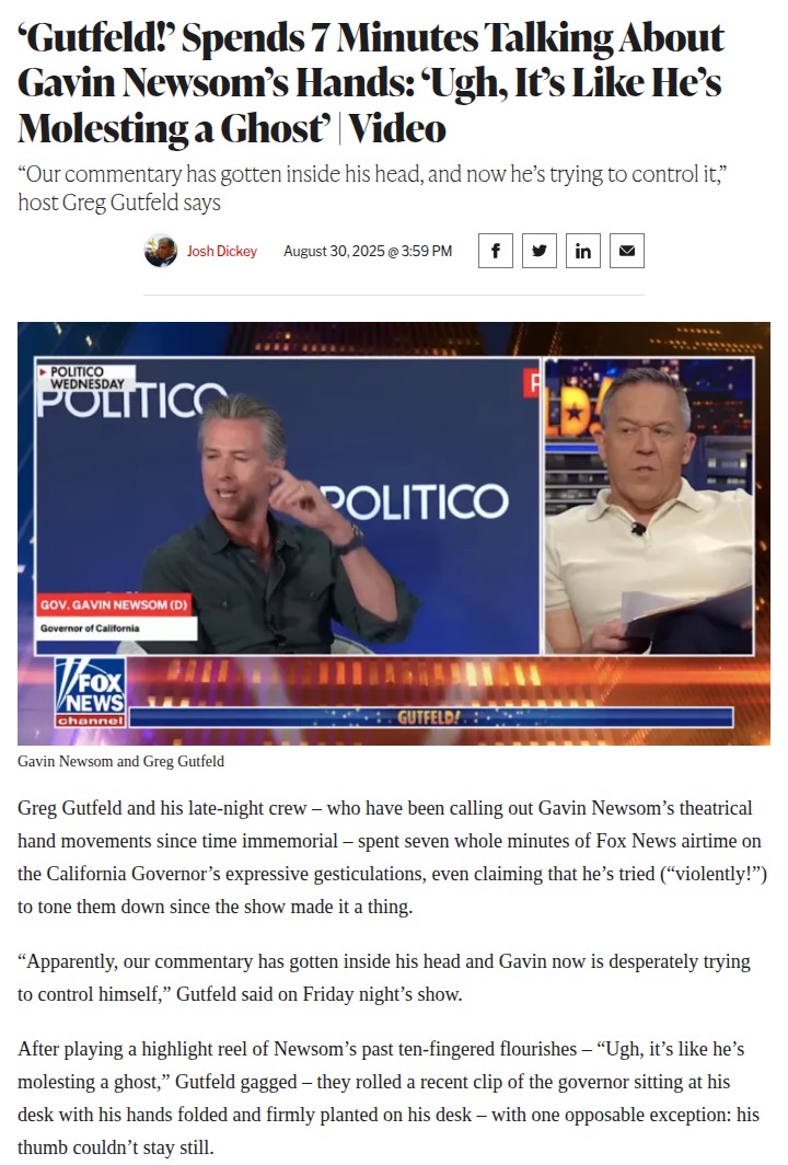 Gutfeld Roasts Newsom’s Hands Again 😂