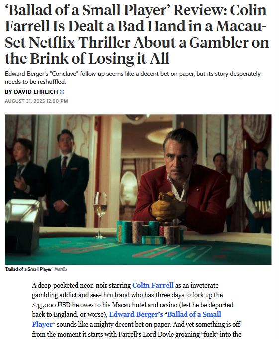 Colin Farrell’s Macau Meltdown 🎲