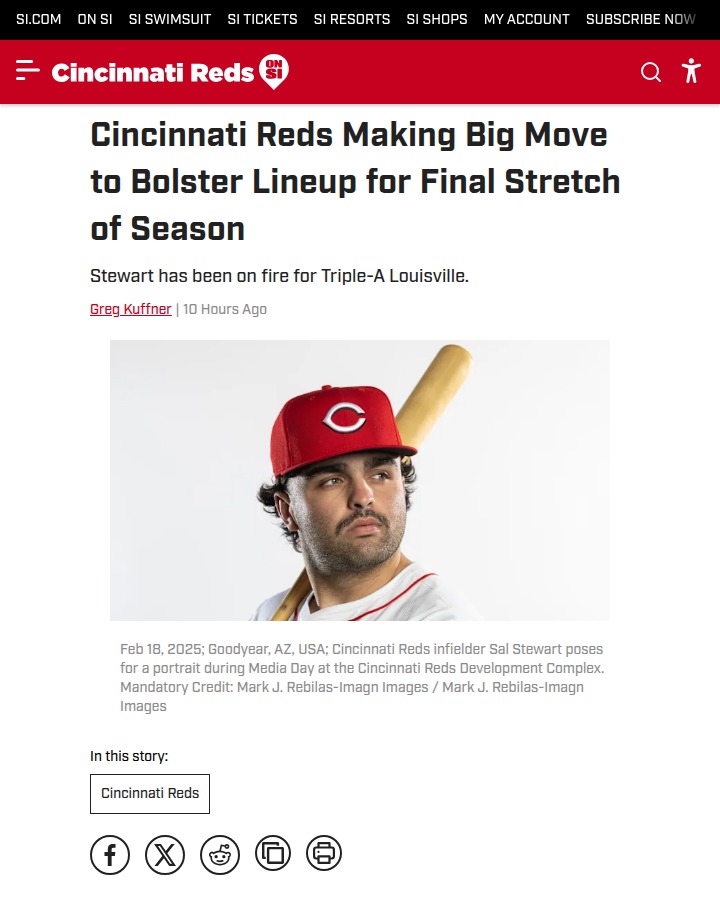 Reds call up Sal Stewart for playoff push