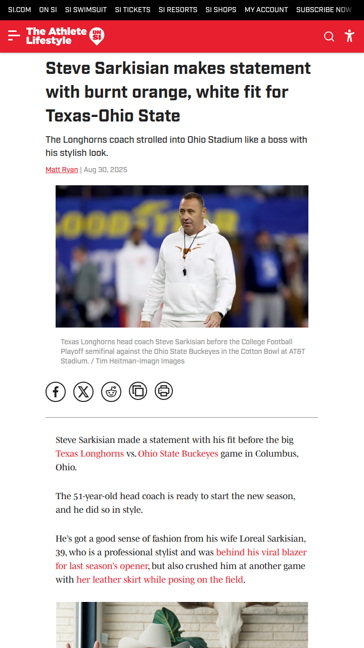 Texas coach Sarkisian’s bold look turns heads at Ohio State