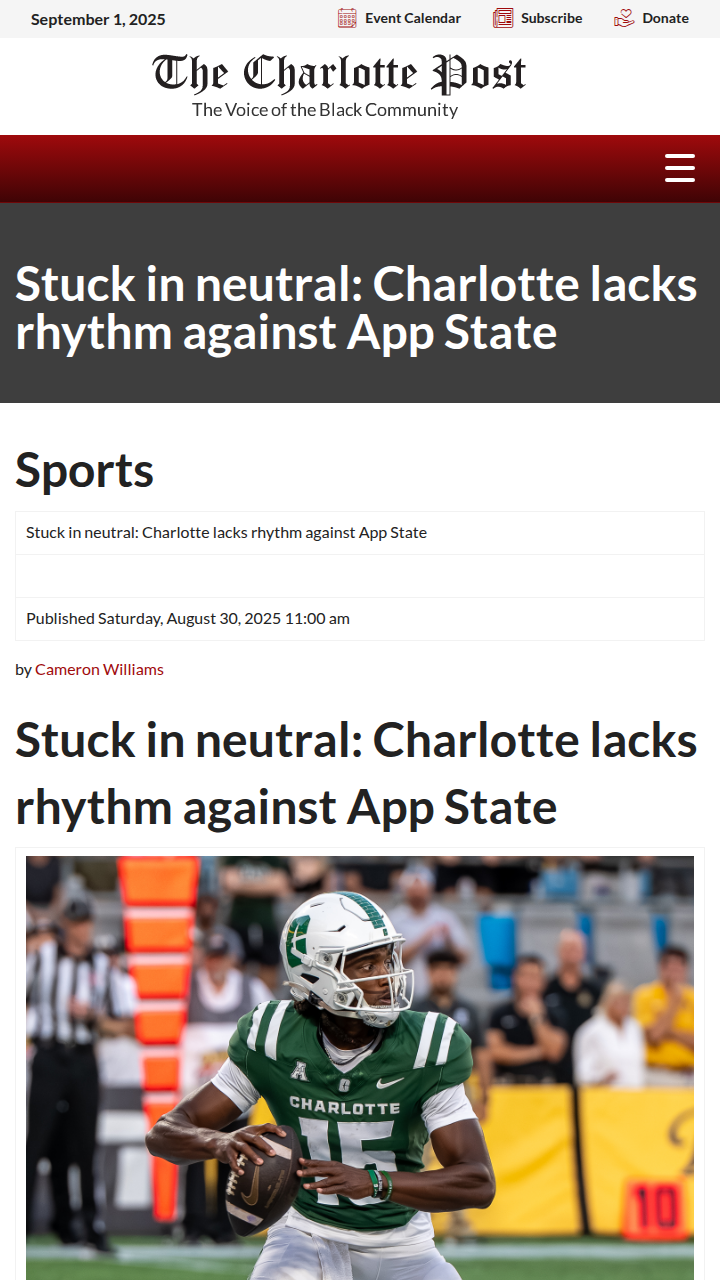 Charlotte’s offense stalls in App State loss