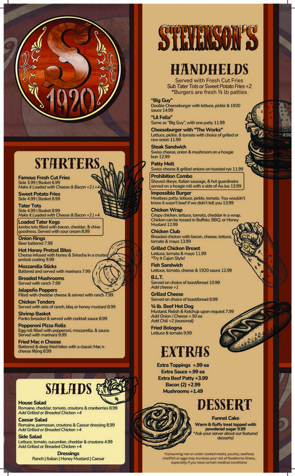 Stevenson's Bar & Grill unveils bold new menu