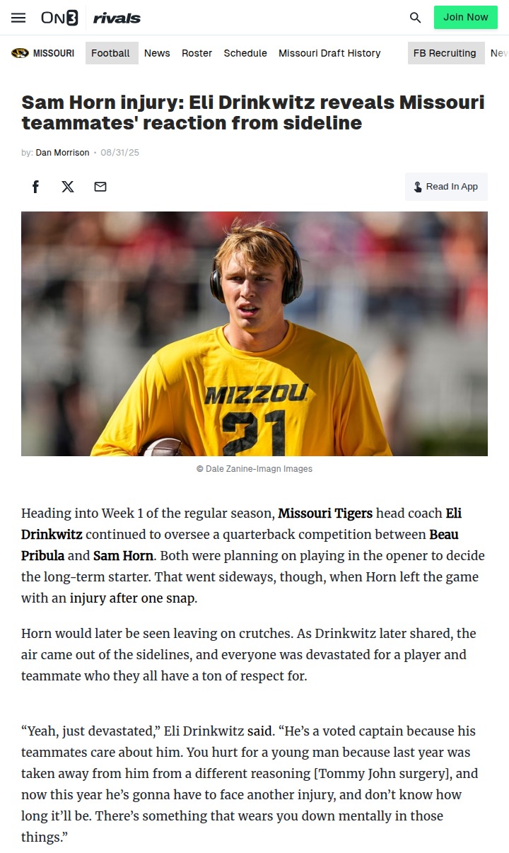 Missouri Tigers rally after Sam Horn’s injury