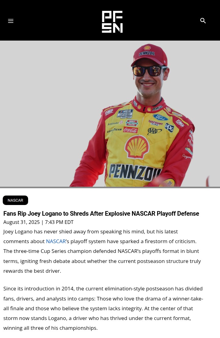 Logano Stirs Up NASCAR Playoff Controversy