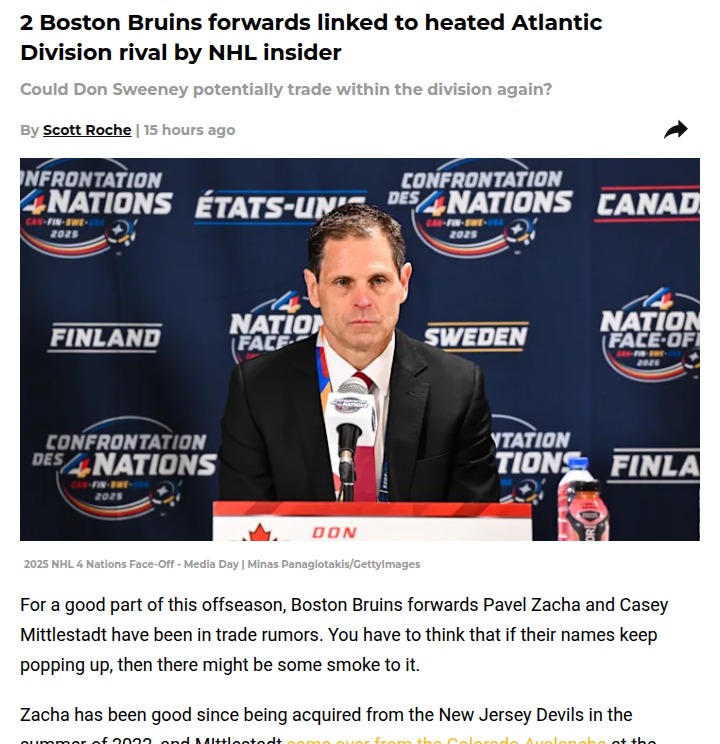 Bruins trade buzz: Zacha & Mittlestadt to Canadiens?