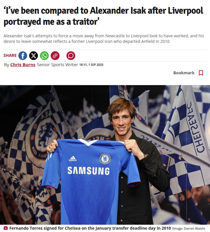 Isak’s Liverpool Move Echoes Torres Drama