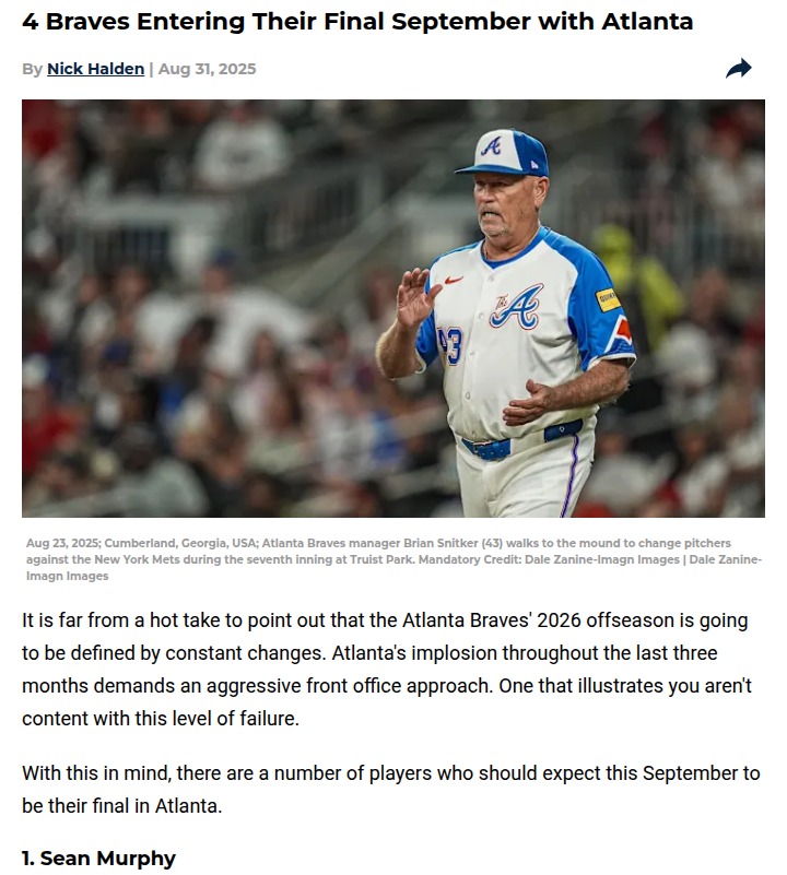 Big changes ahead for the Atlanta Braves?