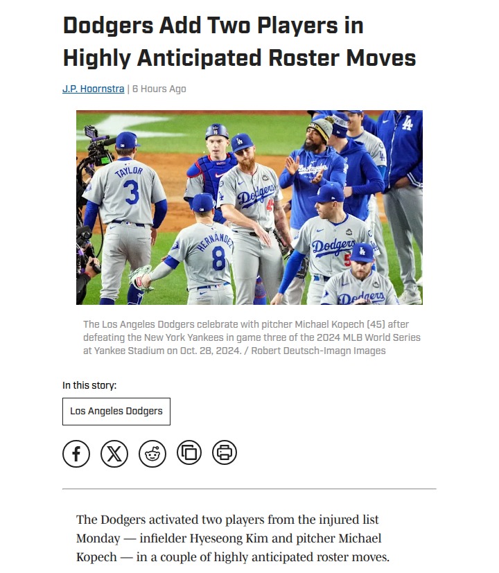 Dodgers shake up roster with key returns