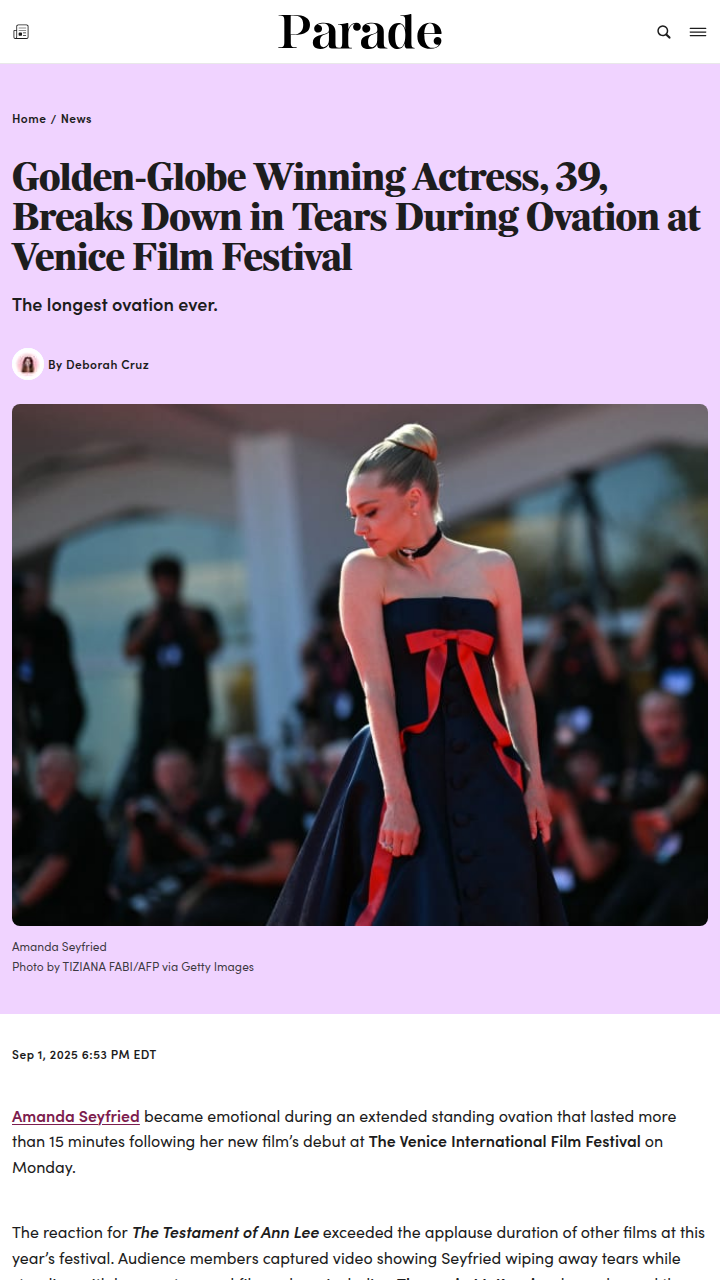 Amanda Seyfried’s Tearful Venice Ovation 😭