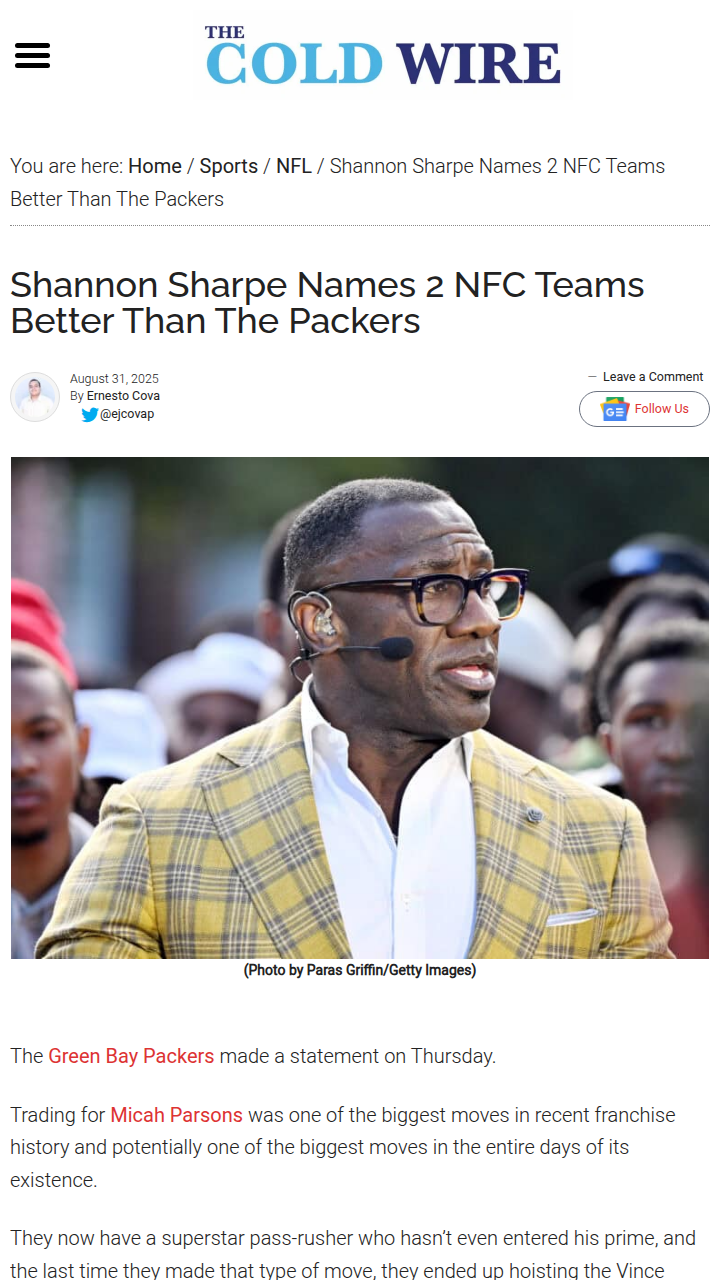 Sharpe: Packers Still Trail Eagles & Rams?