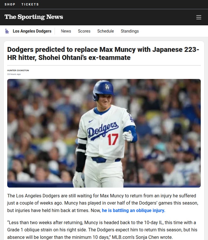 Dodgers Eye Murakami as Muncy’s Heir?