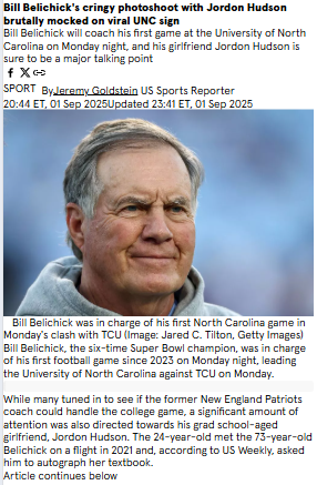 Bill Belichick’s UNC debut overshadowed by viral sign