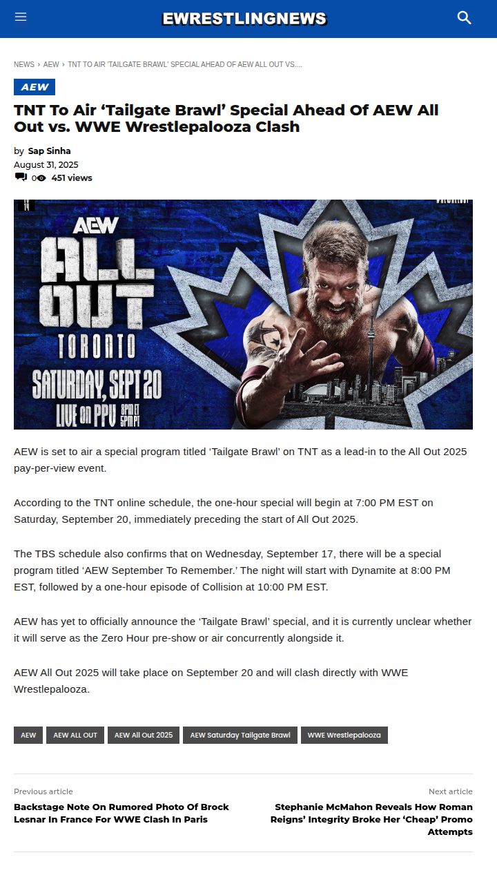 AEW’s Tailgate Brawl: All Out vs. Wrestlepalooza!