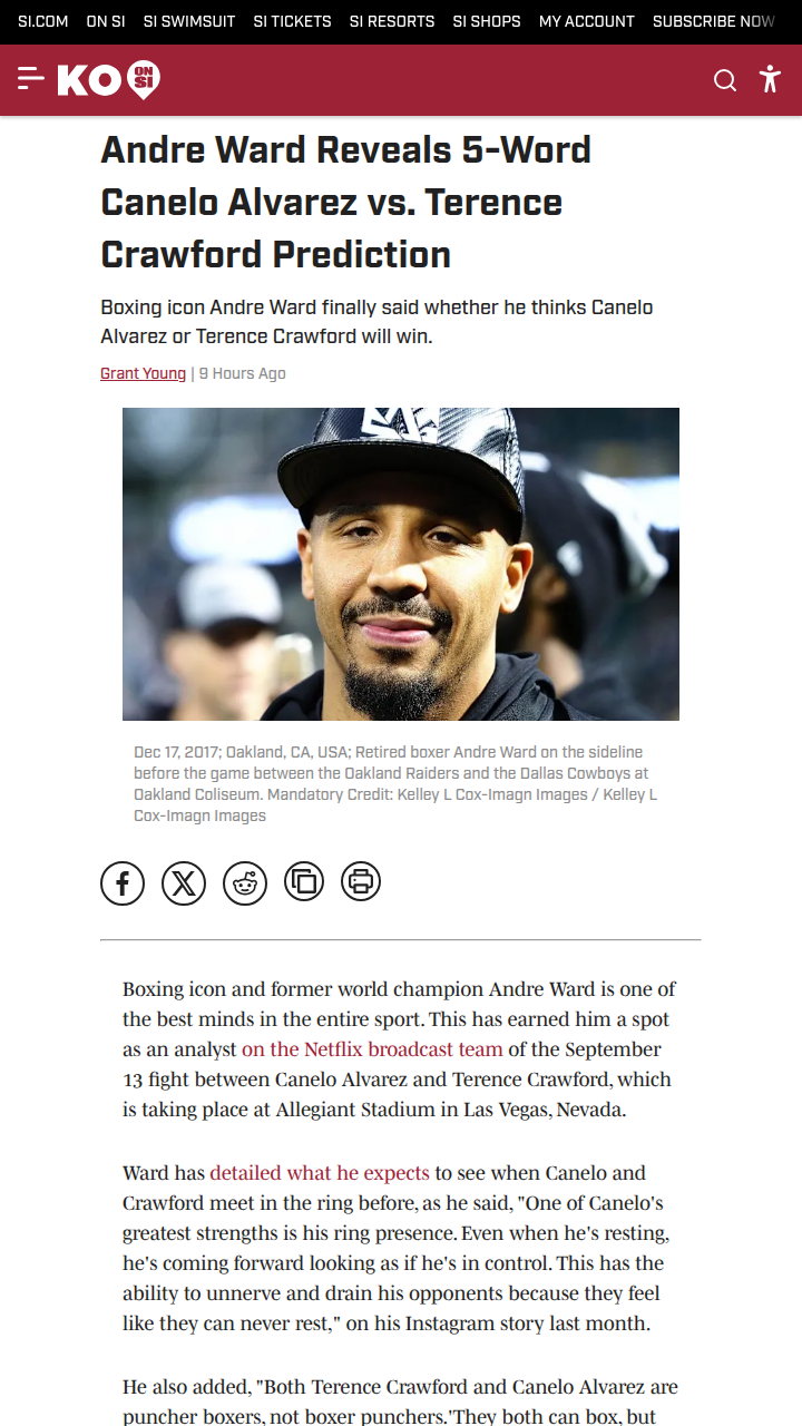 Ward Picks Bud Over Canelo: Too Soon?