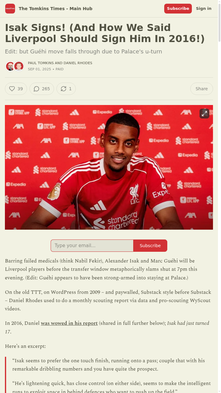 Isak to Liverpool: Summer’s Game-Changer?