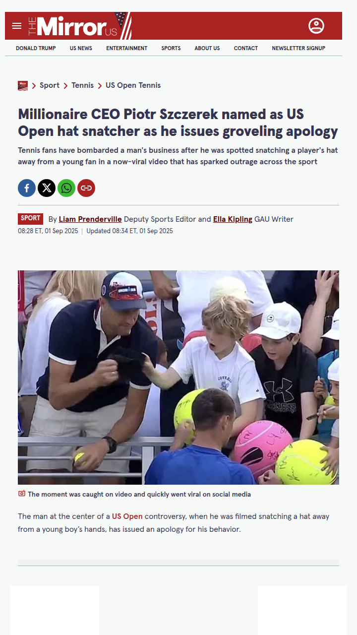 US Open Hat Snatch Drama: Piotr Szczerek’s Apology