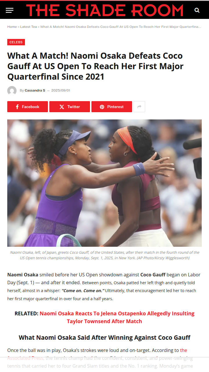 Osaka’s Comeback: Outplays Gauff at US Open
