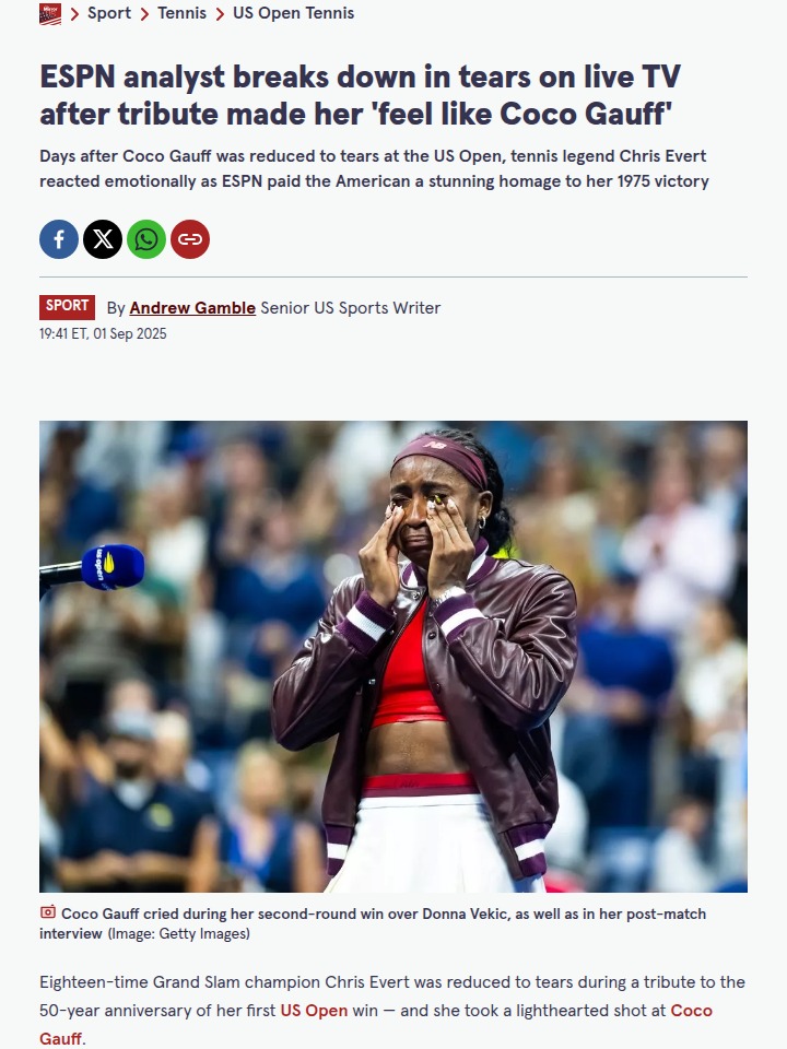 Chrissie Evert’s Emotional US Open Tribute on ESPN