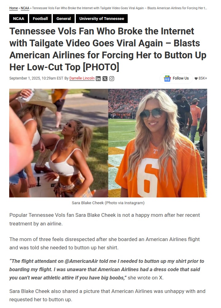 Vols fan sparks debate after airline dress code clash
