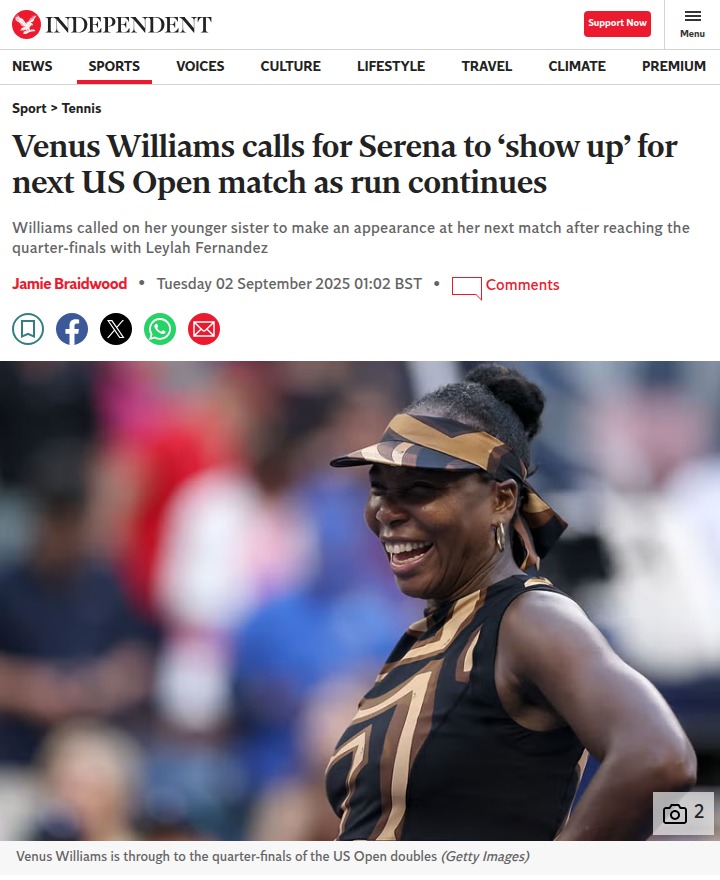 Venus Calls for Serena Courtside at US Open