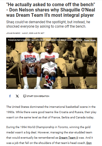 Shaq’s Selfless Move Made Dream Team II Click