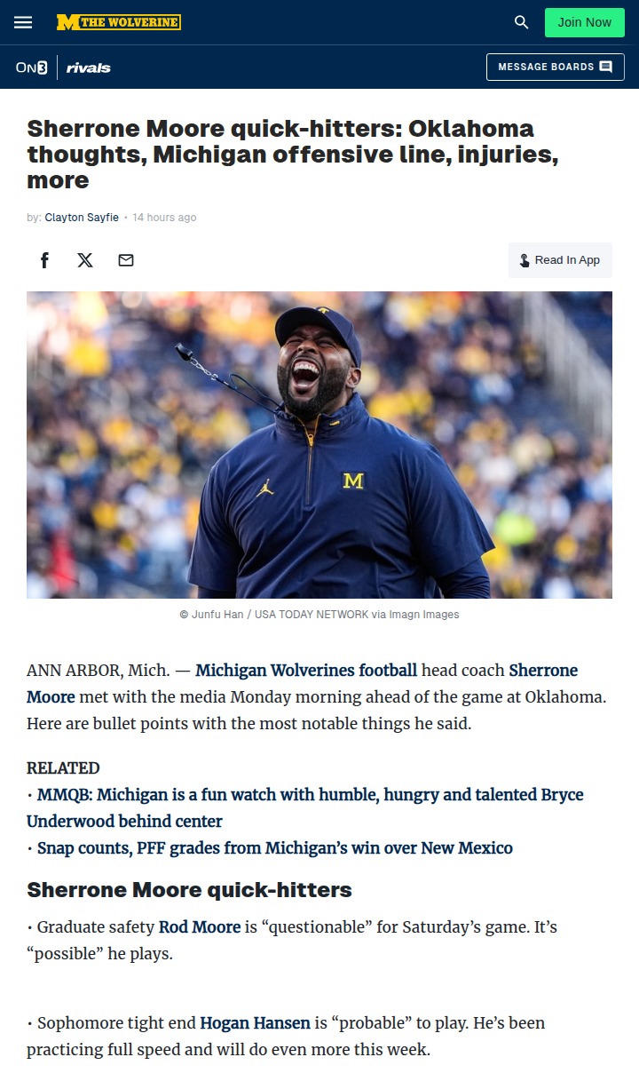 Michigan football faces big test at Oklahoma