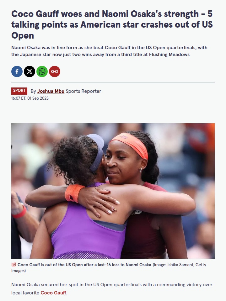 Osaka Dominates Gauff: US Open Shock!