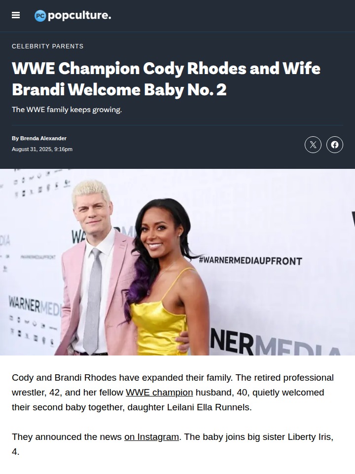 American Nightmare Cody Rhodes Welcomes Baby No. 2!