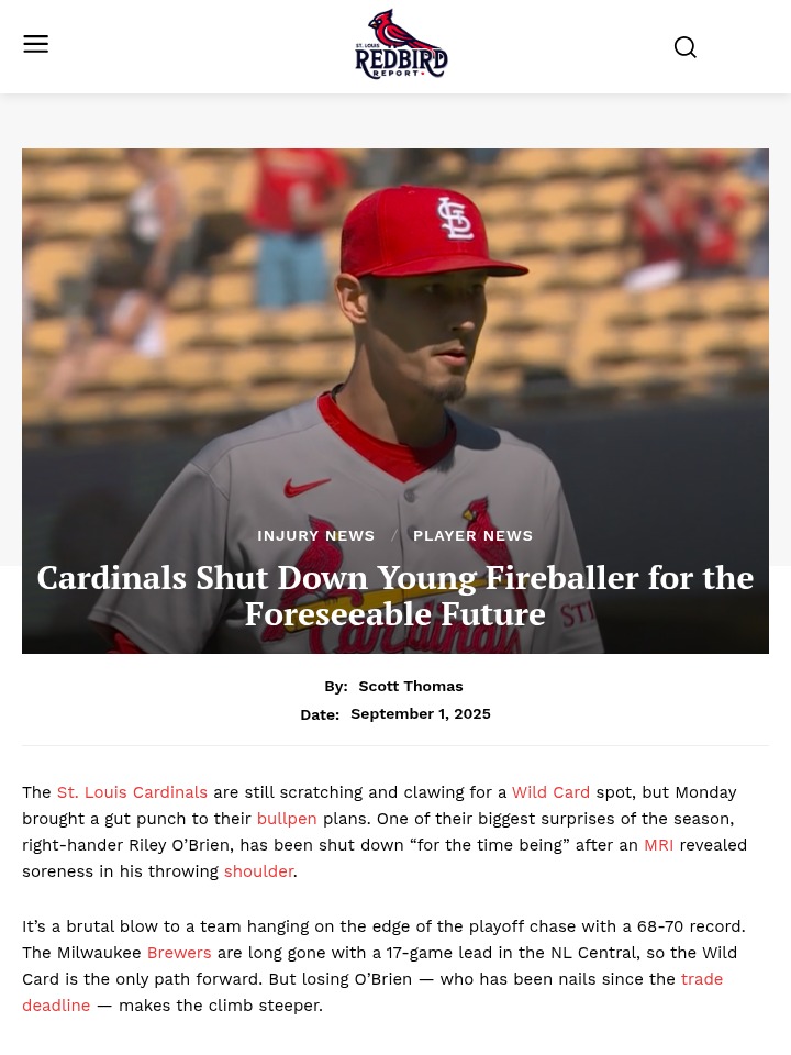 Cardinals bullpen faces major test after O’Brien shutdown