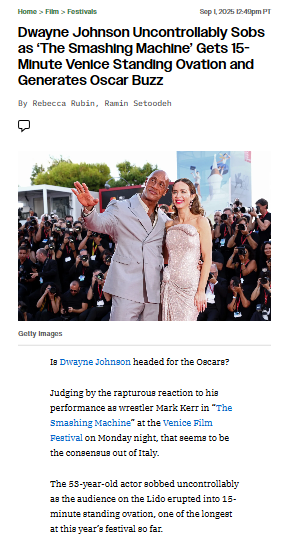 Dwayne Johnson’s Venice Ovation Drama 😭