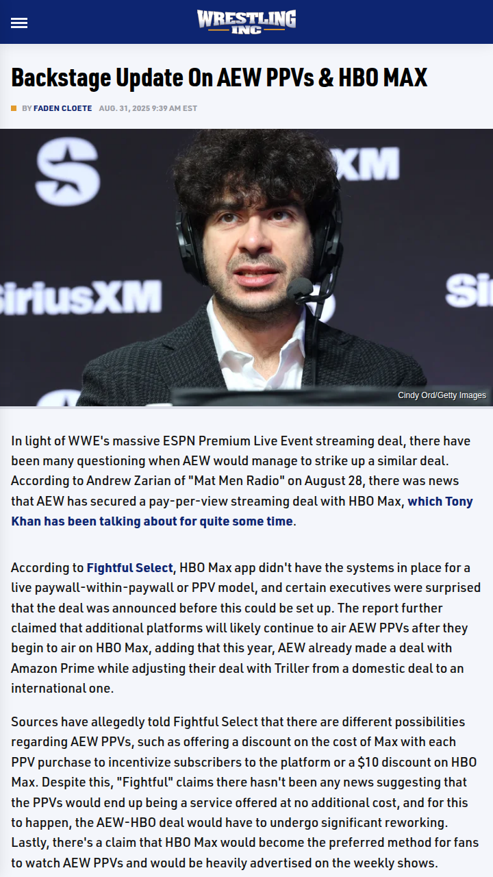 AEW PPVs on HBO Max? Execs Caught Off Guard 😲