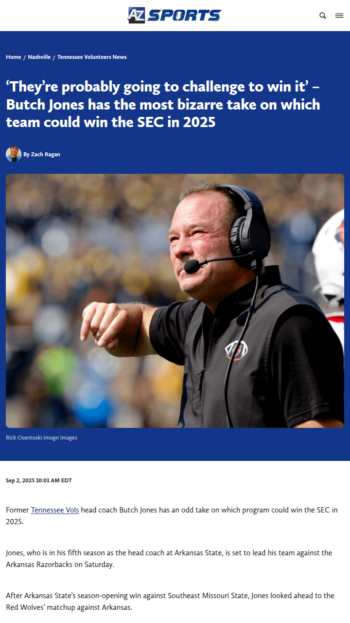 Butch Jones: Razorbacks SEC Title Dark Horse?