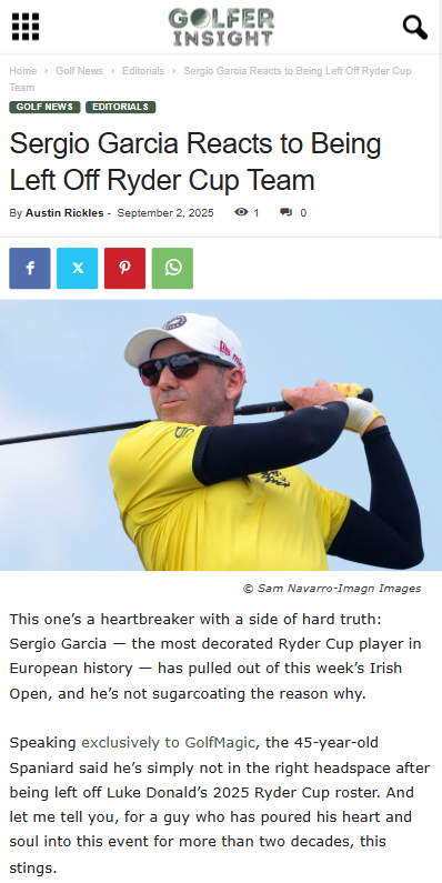 El Niño Snubbed: Ryder Cup Without Sergio?!