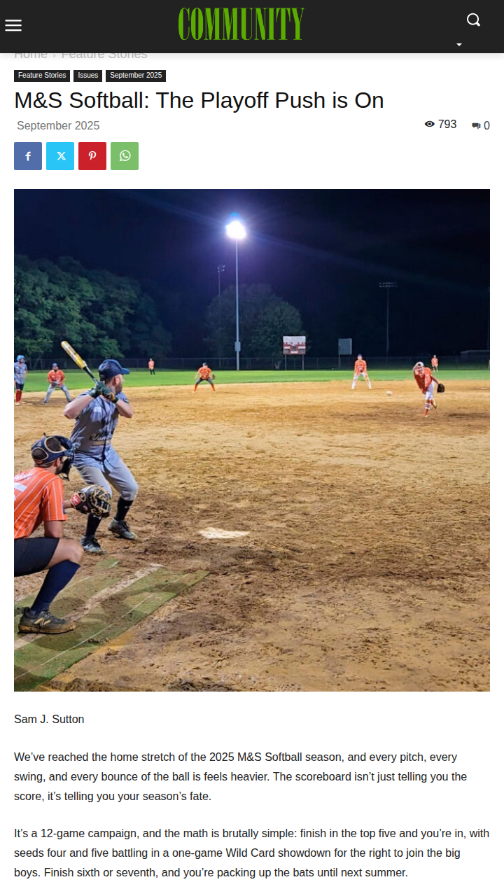 Playoff drama heats up at M&S Softball