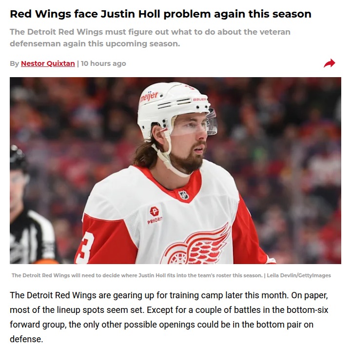 Red Wings’ $3.4M dilemma: What’s next for Justin Holl?