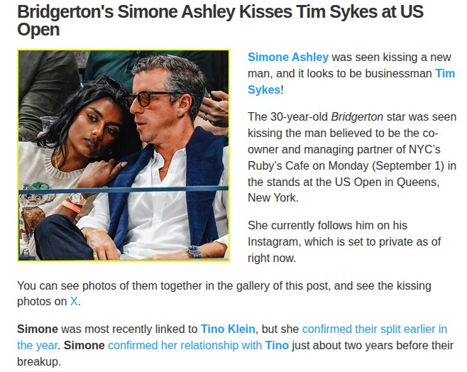 Simone Ashley’s US Open Courtside Romance!