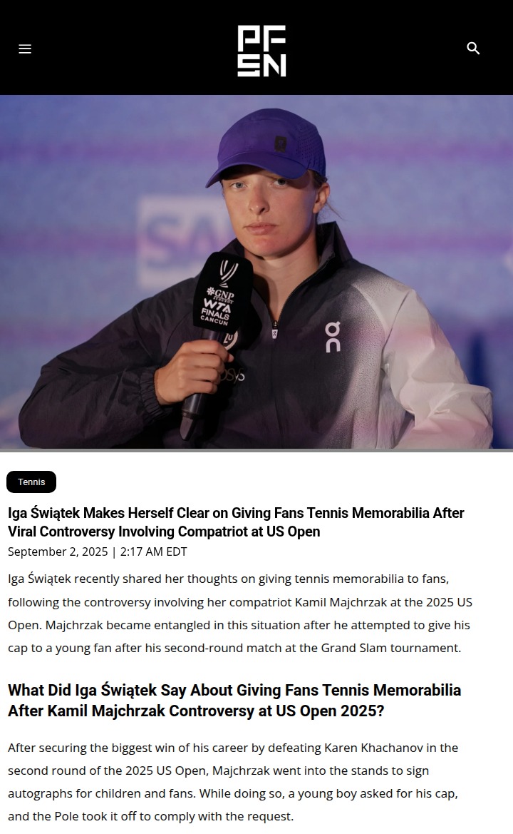 Świątek Calls Out US Open Memorabilia Drama