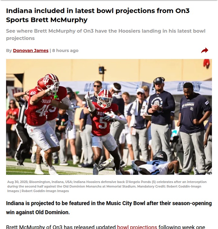 Indiana football eyes Music City Bowl showdown