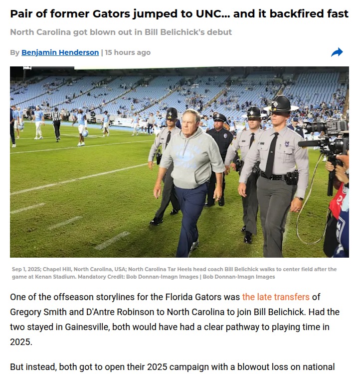 UNC football: Ex-Gators’ transfer gamble fizzles