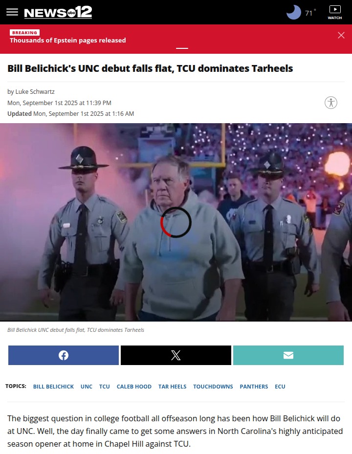 UNC football’s Belichick era starts with a shock