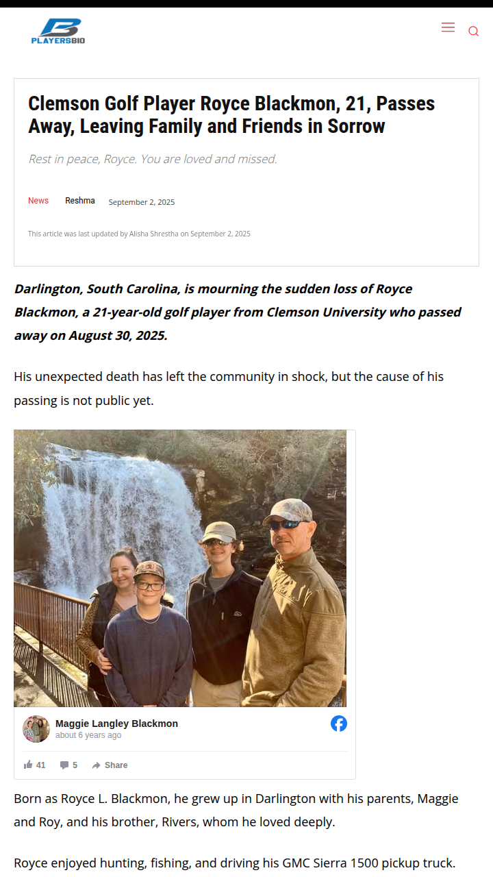 Darlington remembers Royce Blackmon’s bright spirit